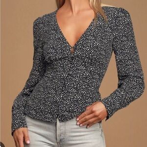 NWOT Lulu’s Black White Button Up Dress Top